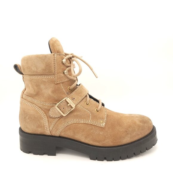 All Saints Shoes - NEW ALLSAINTS Paulina Boots Womens 8 Combat Moto Brown Suede Hipster Grunge